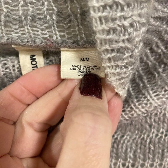 Anthropologie Moth Twin Shadows Gray Striped High Neck Sweater Size M - Picture 3 of 8